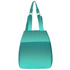 Teal Turquoise Green Gradient Ombre Center Zip Backpack by SpinnyChairDesigns