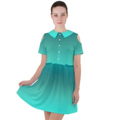 Teal Turquoise Green Gradient Ombre Short Sleeve Shoulder Cut Out Dress  by SpinnyChairDesigns