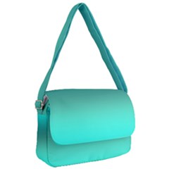 Teal Turquoise Green Gradient Ombre Courier Bag by SpinnyChairDesigns