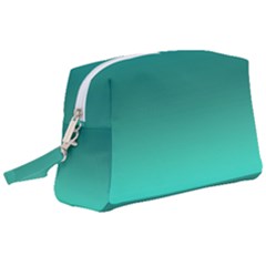 Teal Turquoise Green Gradient Ombre Wristlet Pouch Bag (large) by SpinnyChairDesigns