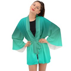 Teal Turquoise Green Gradient Ombre Long Sleeve Kimono by SpinnyChairDesigns