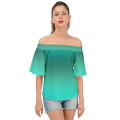 Teal Turquoise Green Gradient Ombre Off Shoulder Short Sleeve Top by SpinnyChairDesigns