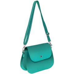 Teal Turquoise Green Gradient Ombre Saddle Handbag by SpinnyChairDesigns