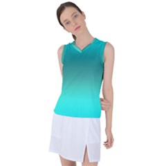 Teal Turquoise Green Gradient Ombre Women s Sleeveless Sports Top by SpinnyChairDesigns