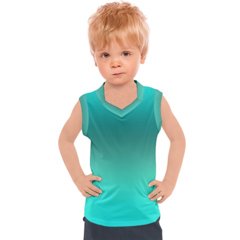 Teal Turquoise Green Gradient Ombre Kids  Sport Tank Top by SpinnyChairDesigns