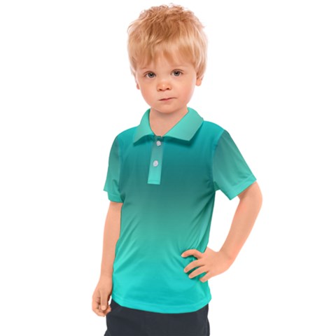 Teal Turquoise Green Gradient Ombre Kids  Polo Tee by SpinnyChairDesigns