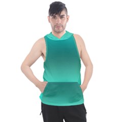 Teal Turquoise Green Gradient Ombre Men s Sleeveless Hoodie by SpinnyChairDesigns