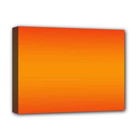 Red Orange Gradient Ombre Colored Deluxe Canvas 16  X 12  (stretched)  by SpinnyChairDesigns