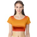 Red Orange Gradient Ombre Colored Short Sleeve Crop Top View1