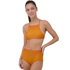 Red Orange Gradient Ombre Colored High Waist Tankini Set by SpinnyChairDesigns