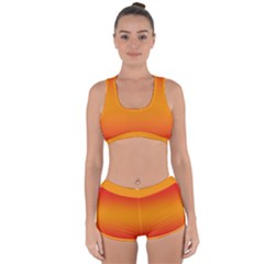 Red Orange Gradient Ombre Colored Racerback Boyleg Bikini Set by SpinnyChairDesigns