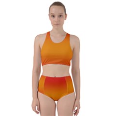 Red Orange Gradient Ombre Colored Racer Back Bikini Set by SpinnyChairDesigns