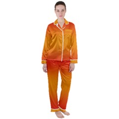 Red Orange Gradient Ombre Colored Satin Long Sleeve Pyjamas Set by SpinnyChairDesigns