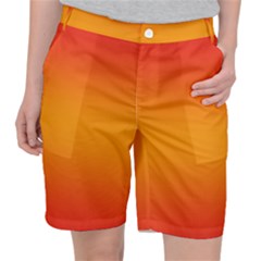 Red Orange Gradient Ombre Colored Pocket Shorts by SpinnyChairDesigns