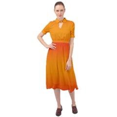 Red Orange Gradient Ombre Colored Keyhole Neckline Chiffon Dress by SpinnyChairDesigns