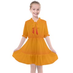 Red Orange Gradient Ombre Colored Kids  All Frills Chiffon Dress by SpinnyChairDesigns