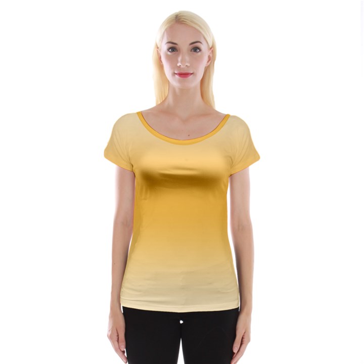 Saffron Yellow and Cream Gradient Ombre Color Cap Sleeve Top