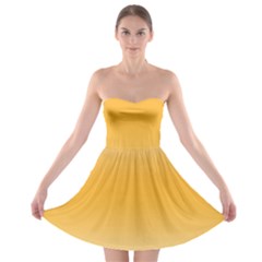 Saffron Yellow And Cream Gradient Ombre Color Strapless Bra Top Dress by SpinnyChairDesigns