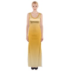 Saffron Yellow And Cream Gradient Ombre Color Thigh Split Maxi Dress by SpinnyChairDesigns