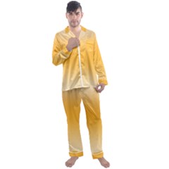 Saffron Yellow And Cream Gradient Ombre Color Men s Long Sleeve Satin Pyjamas Set by SpinnyChairDesigns