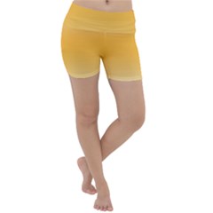 Saffron Yellow And Cream Gradient Ombre Color Lightweight Velour Yoga Shorts by SpinnyChairDesigns