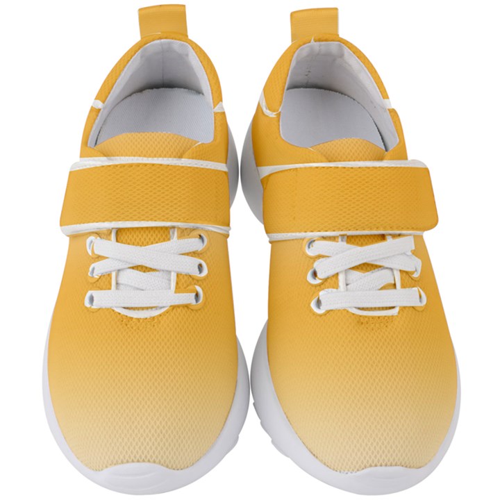 Saffron Yellow and Cream Gradient Ombre Color Kids  Velcro Strap Shoes