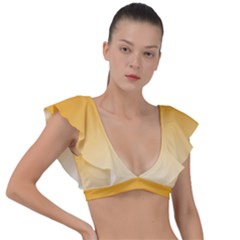 Saffron Yellow And Cream Gradient Ombre Color Plunge Frill Sleeve Bikini Top by SpinnyChairDesigns