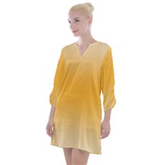 Saffron Yellow And Cream Gradient Ombre Color Open Neck Shift Dress