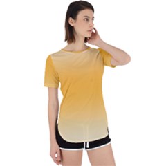 Saffron Yellow And Cream Gradient Ombre Color Perpetual Short Sleeve T-shirt by SpinnyChairDesigns