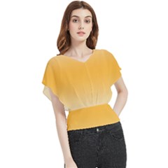 Saffron Yellow And Cream Gradient Ombre Color Butterfly Chiffon Blouse