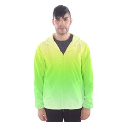 Lemon Yellow And Lime Green Gradient Ombre Color Men s Hooded Windbreaker by SpinnyChairDesigns