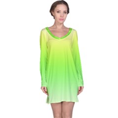 Lemon Yellow And Lime Green Gradient Ombre Color Long Sleeve Nightdress by SpinnyChairDesigns