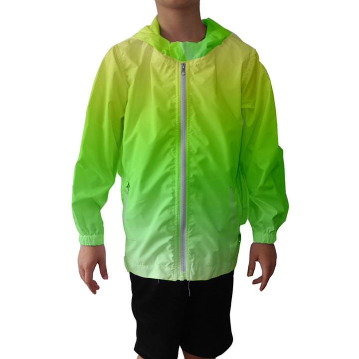 Lemon Yellow and Lime Green Gradient Ombre Color Kids  Hooded Windbreaker