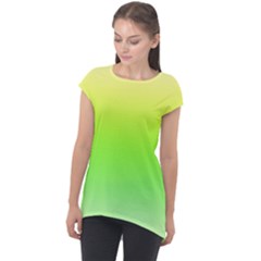 Lemon Yellow And Lime Green Gradient Ombre Color Cap Sleeve High Low Top by SpinnyChairDesigns