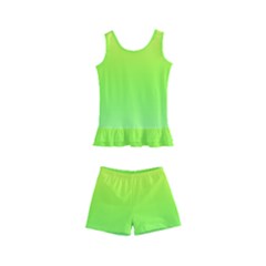 Lemon Yellow And Lime Green Gradient Ombre Color Kids  Boyleg Swimsuit by SpinnyChairDesigns