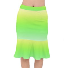 Lemon Yellow And Lime Green Gradient Ombre Color Short Mermaid Skirt by SpinnyChairDesigns