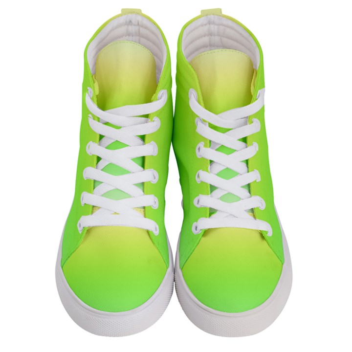 Lemon Yellow and Lime Green Gradient Ombre Color Women s Hi-Top Skate Sneakers