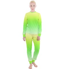 Lemon Yellow And Lime Green Gradient Ombre Color Women s Lounge Set by SpinnyChairDesigns