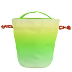 Lemon Yellow And Lime Green Gradient Ombre Color Drawstring Bucket Bag by SpinnyChairDesigns