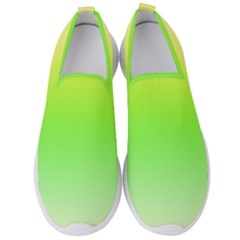 Lemon Yellow And Lime Green Gradient Ombre Color Men s Slip On Sneakers by SpinnyChairDesigns