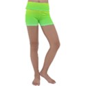 Lemon Yellow and Lime Green Gradient Ombre Color Kids  Lightweight Velour Yoga Shorts View1