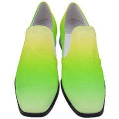 Lemon Yellow And Lime Green Gradient Ombre Color Women Slip On Heel Loafers by SpinnyChairDesigns