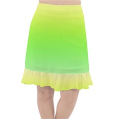 Lemon Yellow And Lime Green Gradient Ombre Color Fishtail Chiffon Skirt by SpinnyChairDesigns