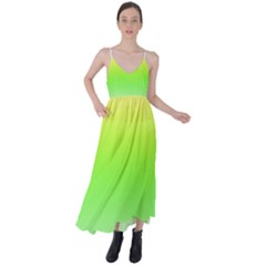 Lemon Yellow And Lime Green Gradient Ombre Color Tie Back Maxi Dress by SpinnyChairDesigns