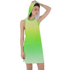 Lemon Yellow And Lime Green Gradient Ombre Color Racer Back Hoodie Dress by SpinnyChairDesigns