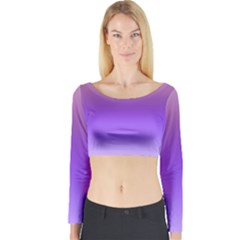 Plum And Violet Purple Gradient Ombre Color Long Sleeve Crop Top by SpinnyChairDesigns