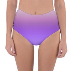 Plum And Violet Purple Gradient Ombre Color Reversible High-waist Bikini Bottoms by SpinnyChairDesigns