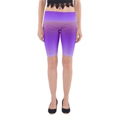 Plum And Violet Purple Gradient Ombre Color Yoga Cropped Leggings by SpinnyChairDesigns