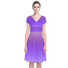 Plum And Violet Purple Gradient Ombre Color Short Sleeve Front Wrap Dress by SpinnyChairDesigns