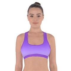 Plum And Violet Purple Gradient Ombre Color Cross Back Sports Bra by SpinnyChairDesigns